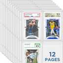 Graded Card Sleeves, PSA Graded Card Slab Binder Pages for Storage & Display, Compatible with PSA, BGS, CGC Graded Sports Cards and One-Touch Magnetic Card Holders- 12 Pages