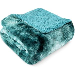 PAVILIA Faux Fur Throw Blanket Twin Tie-Dye Turquoise, Soft Warm Sherpa Blankets & Throws for Bed, Fluffy Plush Thick Fleece Throw Blanket for Couch Sofa, Reversible Furry Shaggy Blanket, Teal 60x80 PAVILIA Faux Fur Throw Blanket Twin Tie-Dye Turquoise, Soft Warm Sherpa Blankets & Throws for Bed, Fluffy Plush Thick Fleece Throw Blanket for Couch Sofa, Reversible Furry Shaggy Blanket, Teal 60x80