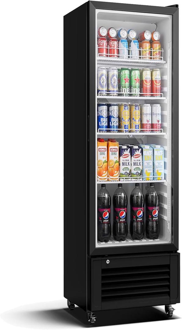 BODEGACOOLER Beverage Refrigerator, 290L/306 Qt Commercial Refrigerator For Kitchen, Home,Office and Garage, 264 Cans & 120 Bottles Display Refrigerator For Beer,Soda, Bar Cooler with Soft LED Light. (Black)