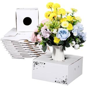 MotiMind 20 Pcs Cardboard Flower Delivery Boxes 8'' x 8'' x 4'' Vase Cases Florist Delivery Boxes for Bouquet Arrangements Florist Package Transport