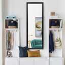 NeuType Wall-Mounted Mirror 43"x16" Rectangular Mirror Hanging or Leaning Against Wall Best for Bedroom Living Room Dressing Mirror Polystyrene Frame,Origin Black(No Stand)