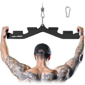 LAT Pull Down Bar with 6 Ergonomic Handles, Neutral Grip LAT Pulldown Attachments for Whole Back Training, Wide Grip LAT Pulldown Bars for Home Gym Cable (Black)