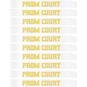 10 Pcs Prom Court Sashes 2026 White with Gold Glitter Letter for School Cosplay Pageants Prom Party Dance Graduation Party Favors (White + Gold)