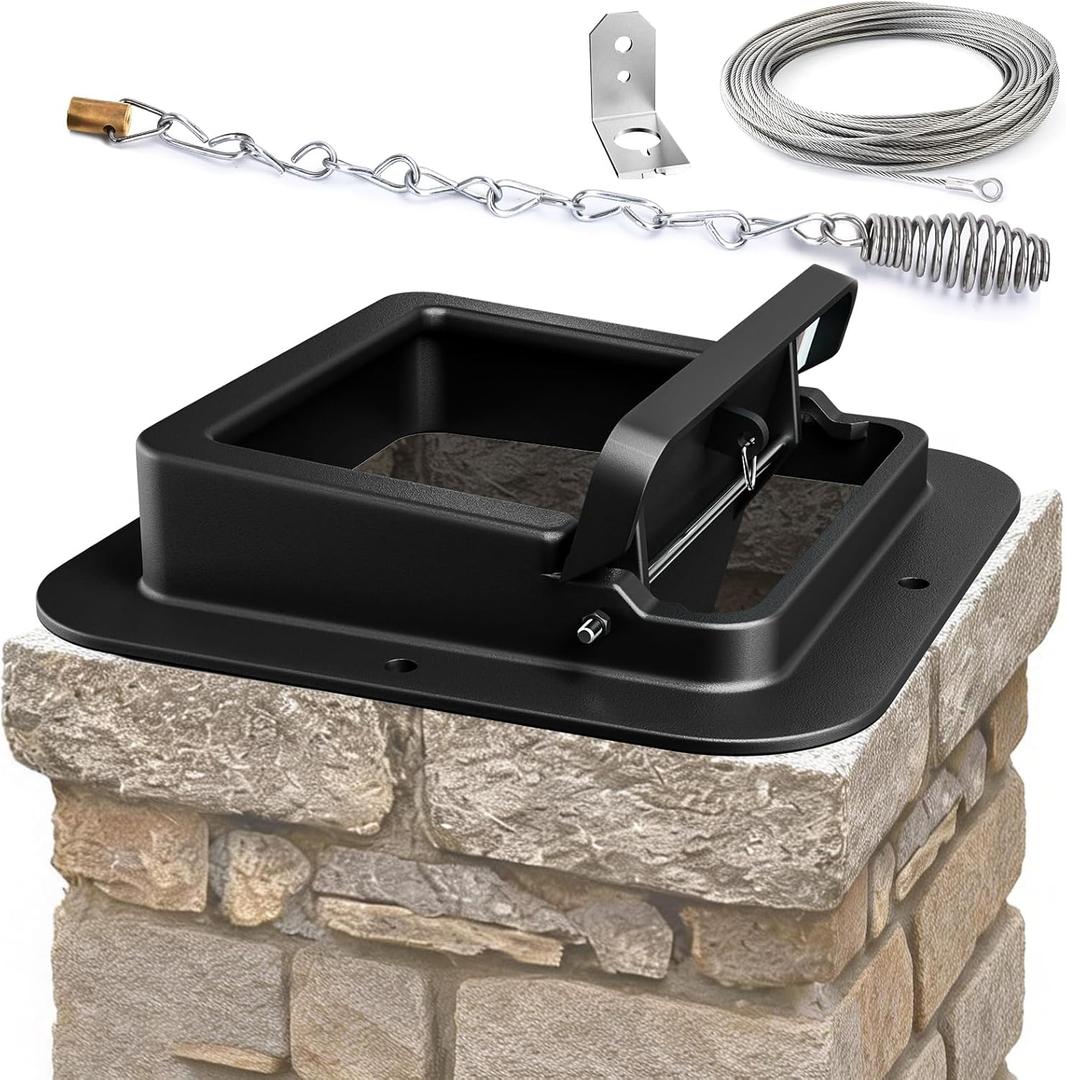Chimney Damper Kit 13"x13", Air Tight Chimney Damper for Wood-Fueled Masonry Fireplaces, Made of Cast Aluminum Material, Energy Efficient, Rust, Rain and Snow Resistant