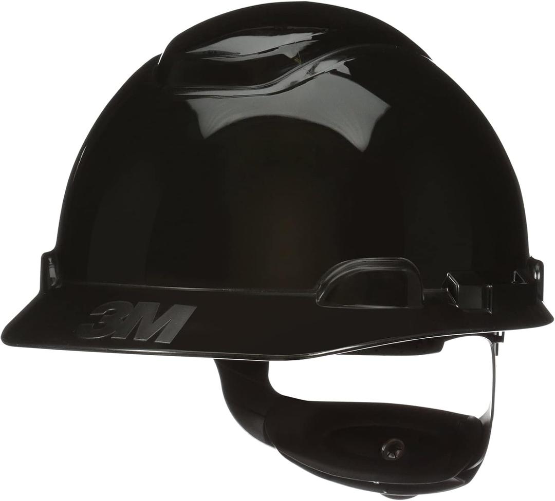 3M Hard Hat SecureFit H-700 Series Cap Style Safety Helmet with Uvicator Sensor, 4-Point Pressure Diffusion Ratchet Suspension (1 Count, Black) One Size