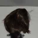 MIMAN 8 Inch Chin Length Bob Wigs for Black Women Human Hair Glueless Wig Short Black Layered Wavy Pixie Wigs with Bangs Natural Black Hair Replacement Wig