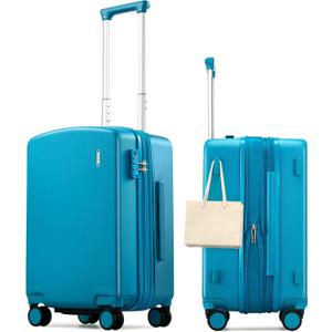 Hanke Expandable Carry On Luggage 22x14x9 Airline Approved, 20 Inch Hard Shell Suitcases with Wheels, Lightweight Travel Luggage Carry On Suitcase for Woman & Men with Tsa Lock(Caribbean Blue)