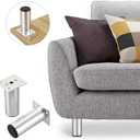 Sumnacon 4PCS Aluminium Alloy Furniture Legs - Round Adjustable Sofa Legs Furniture Cabinet Legs, 4 Inch Funiture Feet for Cabinet Desk Table Chair Sofa Bed, Silver