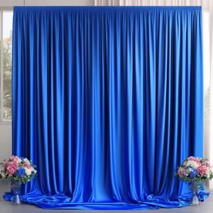10ft x 10ft Wrinkle Free Royal Blue Backdrop Curtains for Party Stage Wedding Ceremony, Polyester Photography Backdrop Drapes Back Drop Cloth for Baby Shower, Rod Pocket Home Sliding Door Decoration