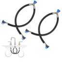 2 Pcs 12 Inch Quick Connect Water Hose Faucet Supply Lines Hot & Cold Water Mixer Line Replacement V-shape Widespread Bathroom Sink Faucet Y Hose with Snap-in Fast Lock Pipe(Black Blue)