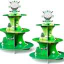 2 Sets Golf Cupcake Stand 3 Tiers Golf Themed Cake Stand Cardboard Dessert Tower Birthday Party Decorations Dessert Cake Table Displays Sport Party Supplies for Sport Themed Birthday Decor (Green)