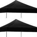 Amylove 2 Pieces 10x10 Canopy Replacement Top Waterproof Canopy Cover Replacement Pop up Outdoor Tent Parts for Garden Patio Camping Sun Protection, Top Only(Black)