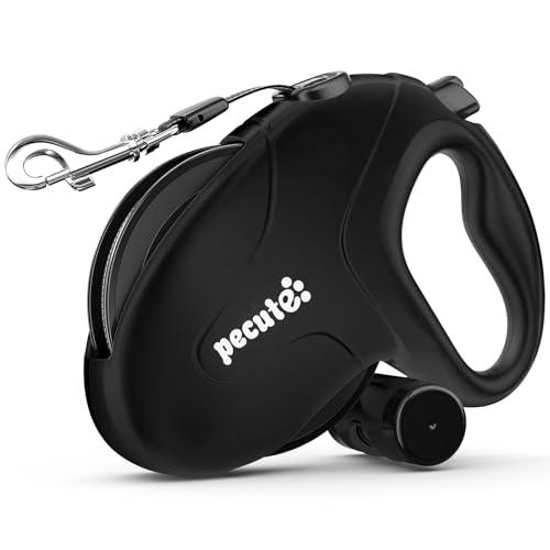 Pecute 32ft Retractable Dog Leash with Reflective Strips, 360° Tangle-Free, One-Button Control & Sturdiness Nylon Material, Long Leash Retractable with Poop Bag Holder for Medium Large Dog