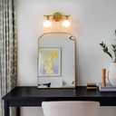 WOSHITU Bathroom Vanity Light Fixtures: 14.2 Inch Modern Gold Bathroom Light Fixtures Over Mirror with Clear Glass Shade, Brushed Gold 2 Light Wall Mount Sconces Above Mirror