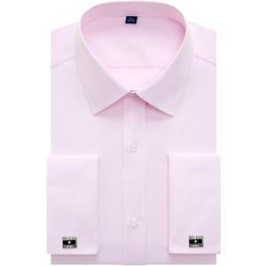 Alimens & Gentle French Cuff Regular Fit Dress Shirts (Cufflink Included) (Pink)