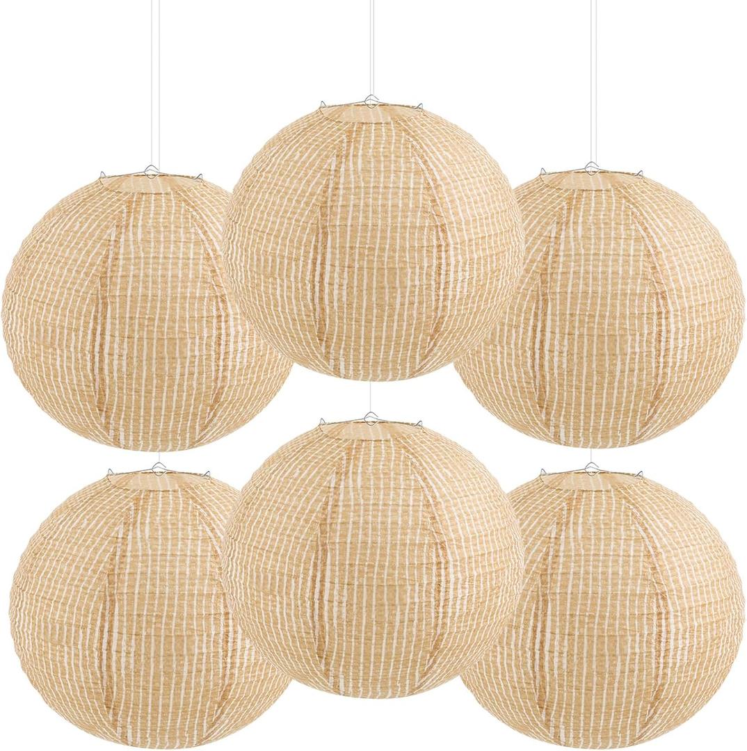 Hortsun 6 Pcs Print Burlap Paper Lanterns Classroom Decor,16 Inch