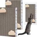 Dansydaisy 2 Pack Cat Scratcher Cat Scratching Cardboard Post for Cage 12" x 8" Wall Mounted Scratcher Board for Indoor with Cloud-Shaped Holders Double-Sided Usability
