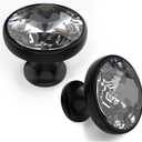 Asidrama Matte Black Kitchen Cabinet Knobs - 10 Pack Clear Crystal Drawer Knobs for Dresser and Cabinet Hardware (Single Hole Knob)