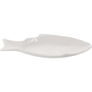FRCOLOR Ceramic Fish Serving Platter 11 Inch White Fish Shape Plate Ideal for Home Dining Restaurant Presentation and Snack Serving