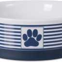 Bone Dry Paw & Patch Ceramic Pet Collection, Medium Bowl, 6x2", Nautical Blue