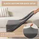 Stretch Ottoman Cover Rectangle, Jacquard Foot Stool Slip Cover, Storage Footstool Furniture Protector with Elastic Band, Footrest Slipcovers Removable Washable(Small,Grid Weave Grey)