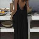 Backless Cami Dress Backless Dress House Dress for Women Sleeveless Long Cami Lounge Dress Backless for Indoor Summer Wear (Black, XL)