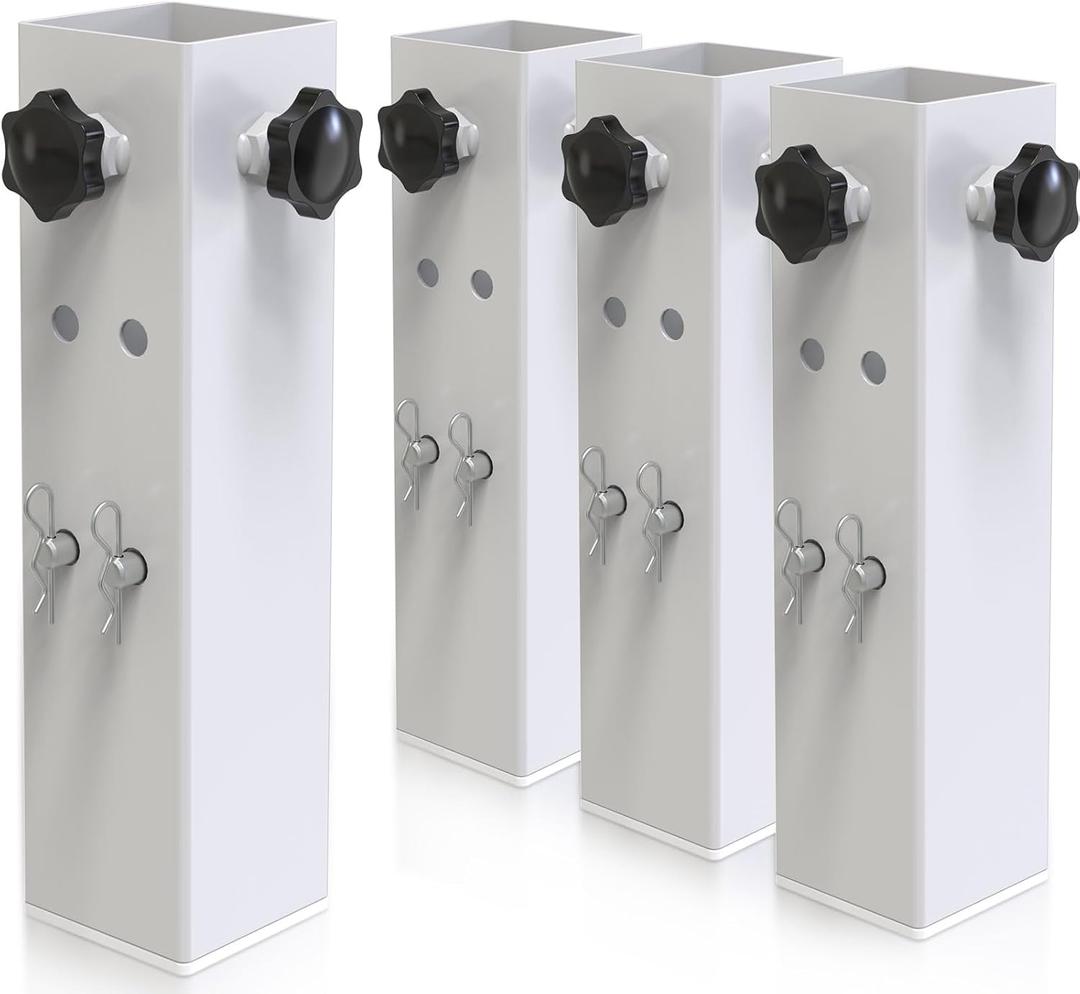 4 Pack Carbon Steel Dorm Bed Risers - 2.4" Diameter, Adjust Height 3.2", 5.1" (Fit for Bed Leg 1.5-2.3")