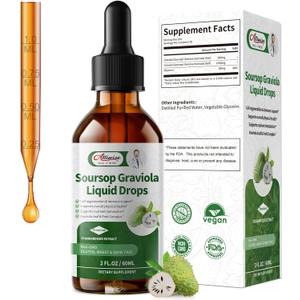 2 x Soursop Graviola Liquid Drop, High Absorption Form Soursop Leaves & Fruit Complex, for Cell Regeneration & Immune Support & Digestive Bitters - Vegan Sour SOP Bitters Liquid - 2 Fl oz