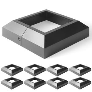 8 pcs 4x4 (Actual: 4"x4") Aluminum Deck Post Base Cover, for Deck railings, Stairs, Patios, Porches Split Deck Post Skirt (Black)
