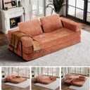 Convertible Sofa Bed, Convertible Folding Mattress Couch with Oversized Pillows, Modular Sectional Sofa Bed with Fixed-Shape Frame, Chenille Floor Lounge Couch for Living Room, Orange