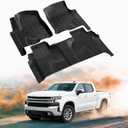 Floor Mats for Chevy Silverado/GMC Sierra 1500 2019-2026 Crew Cab, 2019-2025 GMC Sierra 2500/3500 HD Crew Cab TPE All Weather Floor Liner (Rear Row with Factory Storage)—1st & 2nd Row