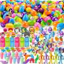 100 Pcs Prefilled Easter Eggs with Toys Inside - Easter Basket Stuffers & Egg Hunt Fillers for Kids, Pre Filled Easter Eggs Easter Party Favors Classroom Prize for Kids Toddler Boys Girls