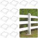 6 x 6 Inches Vinyl Post Sleeve Adjustable Vinyl Post Skirt White Base Porch Column Wraps for 3 to 6.5 Inch Wood Stair Rails(White,8 Pack)