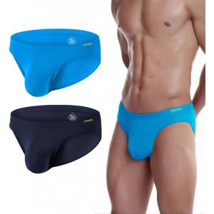 JINSHI Men's Bamboo Viscose Underwear Briefs Mens Sexy Low Rise Ball Pouch Underwears Full Coverd Tagless Brief (Large, Dark Blue1+blue1)