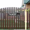 Thunder Road Street Sign, Quality Metal Sign, Thunder Road Sign Novelty Sign for Farm House Garage Wall Decor Black Tin Sign 16 x 4 Inch