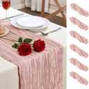 6 Pack Dusty Pink Valentine's Day Cheesecloth Table Runner 10FT Long Boho Gauze Table Runner Rustic Sheer Runner for Wedding Bridal Baby Shower Birthday Holiday Party Table Decor Easter Decorations