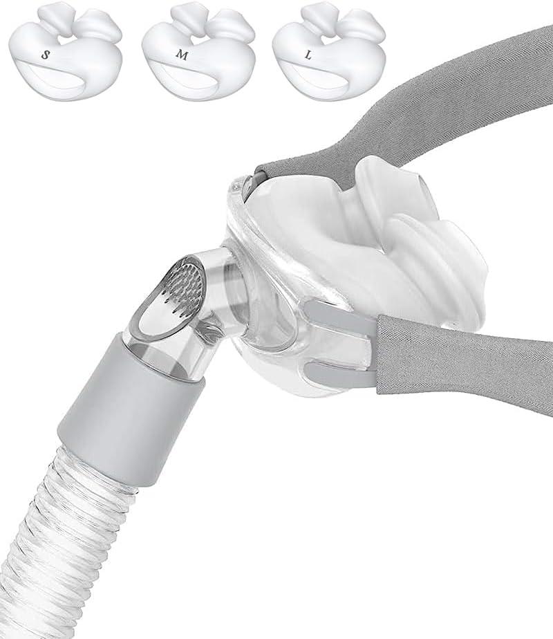 Unsvorns Nasal Pillow Supplies - Includes 3 Packs Nasal Mask Nose Pillows Small, Medium, and Large Nose Cushions - Includes Tube, Frame, and Strap