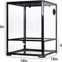 REPTI ZOO Reptile Glass Terrarium, 18" x 18" x 24" Front Opening with Double Hinge Door & Top Screen Ventilation, 30 Gallon Tank Large Reptile Terrarium (Knock-Down)