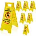 Pack of 6 Two Sided No Parking Signs Outdoor Folding Floor Sign for No Parking Plastic Self Standing No Parking Sign for Restaurants Business Lots