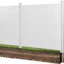 VEVOR Outdoor Privacy Screen, 50in H x 50in W Air Conditioner Fence, 3-Panel Pool Equipment Enclosure, Horizontal PVC Privacy Fence with 27.5 in Ground Stakes, No Dig Trash Can Fence for A/C Units