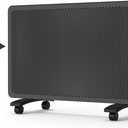 Mica Panel Space Heater, 1500W Quiet Electric Room Heater for Indoor Use, Fast 10-Second Heating, Adjustable Thermostat, Freestanding or Wall Mount, Overheat & Tip Protection, Black