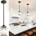 Crystal Pendant Lights Kitchen Island, 2 Pack Modern Black Kitchen Pendant Light Fixtures, Small Hexagonal Crystal Hanging Lights for Kitchen Island, Dining Room, Hallway, Foyer, Entryways
