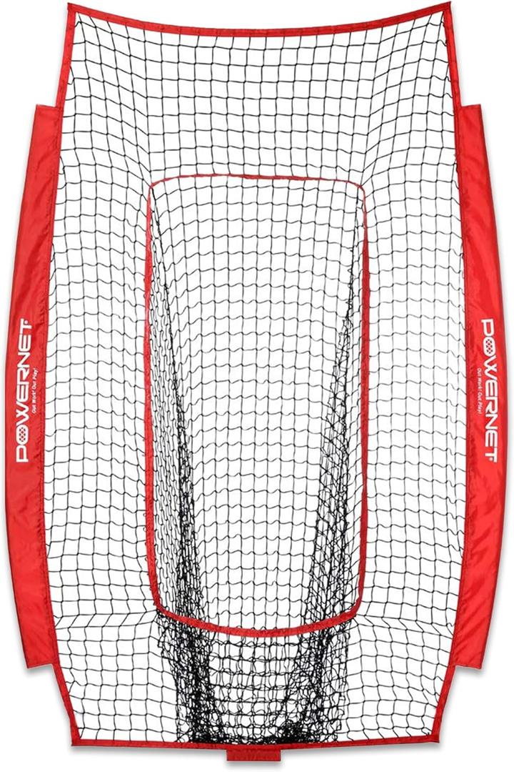 PowerNet 4x7 FT Portable Infielder Training NET ONLY, Softball Baseball Replacement Practice Net for Pitching and Hitting, Ball Catcher Pocket, 28 SQFT Protection, Team Colors (Red)