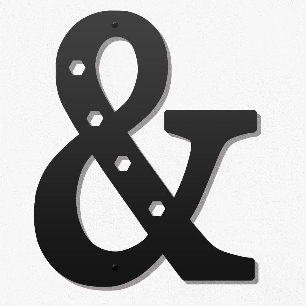 Metal Letters Wall Decor 12 Inch, Hanging Letter Sign Black, Visual 3D Large Alphabet Modern Style Wall Decor for Living Room Bedroom Office Home Wedding Party (&)