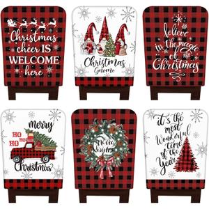6 Pcs Christmas Chair Covers Red Black Buffalo Plaid Chair Back Covers Xmas Chair Protector Slipcovers Washable Winter Dining Room Seat Covers for Home Hotel Kitchen Decorations