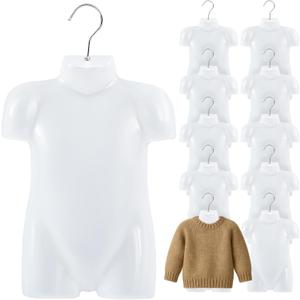 Tioncy 10 Pcs Children's Plastic Mannequin Kid Dress Form 2-3 Years Half Body Child's Mannequin Torso with Hanger for Clothing Display(White), 14 inches , 15.75 inches