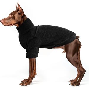 Dog Turtleneck Knitted Shirt Stretchy Pullover Sweater Winter Warm Puppy Clothes for Small Medium Dogs (Black)