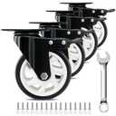 5 Inch Heavy Duty Caster Set of 4, Swivel Plate Castor Wheels with Dual Locking Brakes, Silent Polyurethane (PU) Wheels, 360 Rotation, 2800lbs Load Capacity-Black
