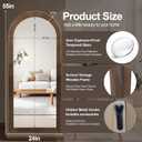 Delma Arched Full Length Floor Mirror with Stand, 55x24 Rustic Farmhouse Solid Wood Frame Wall Mirror for Bedroom, Living Room, Vertical Hanging & Standing(Brown)