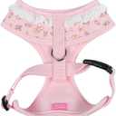 Pinkaholic New York Amara Dog Harness (Over-The-Head) Flower Pattern Fashionable Cute Spring Summer Harness for Small Dogs, Light Pink, Large